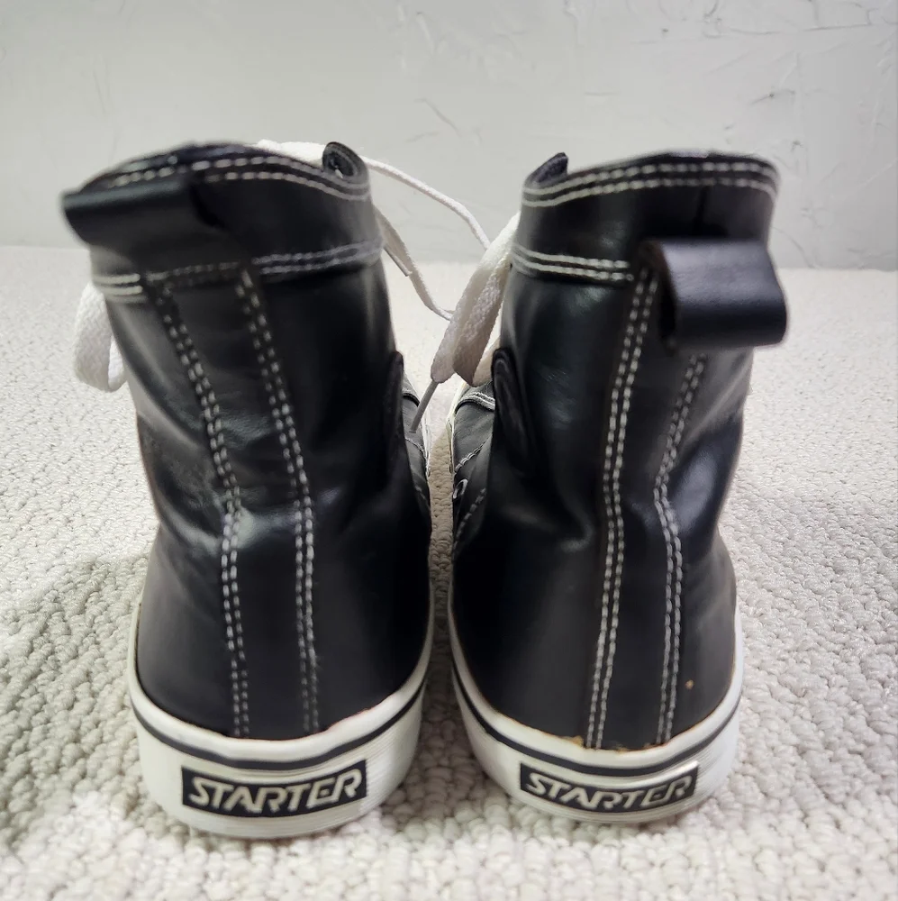 Vintage Starter 'JACK' Blackout Leather Men's Sz 10 Retro High Top Shoes Sneaker